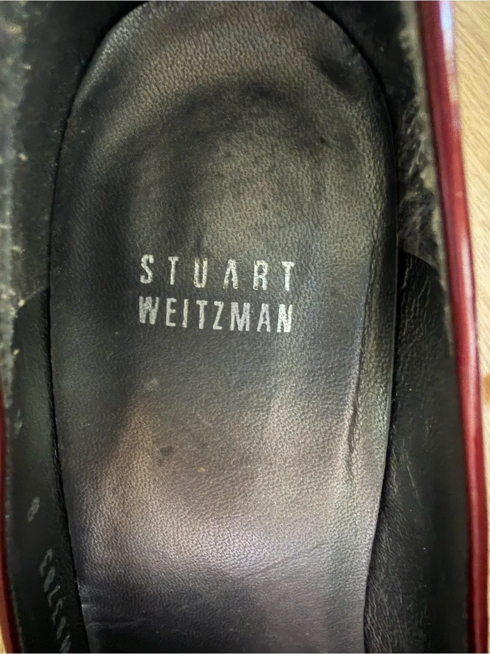 Stuart Weitzman Burgundy Patent Leather Peep Toe Platform Pumps Size 8